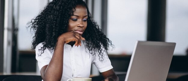 african american business woman with computer-